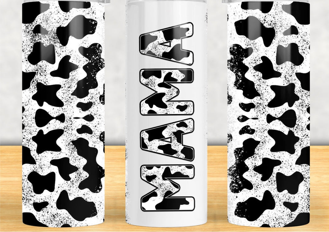 Cow print mama tumbler