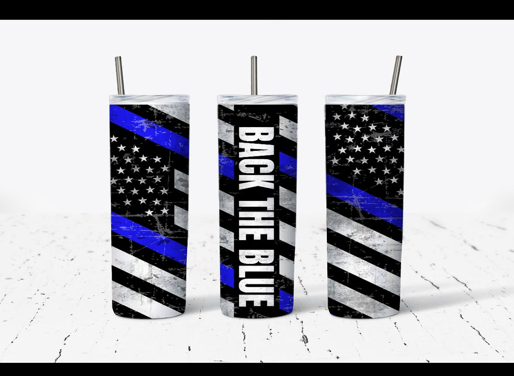 Back the blue tumbler