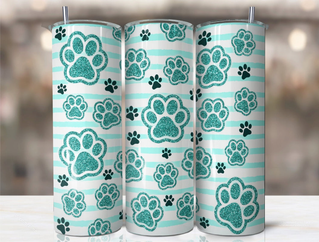 Dog paw prints tumbler